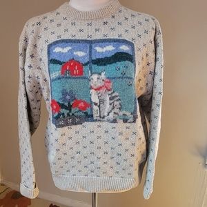 Eddie Bauer Vintage 1989 Cat Sweater Wool Blend